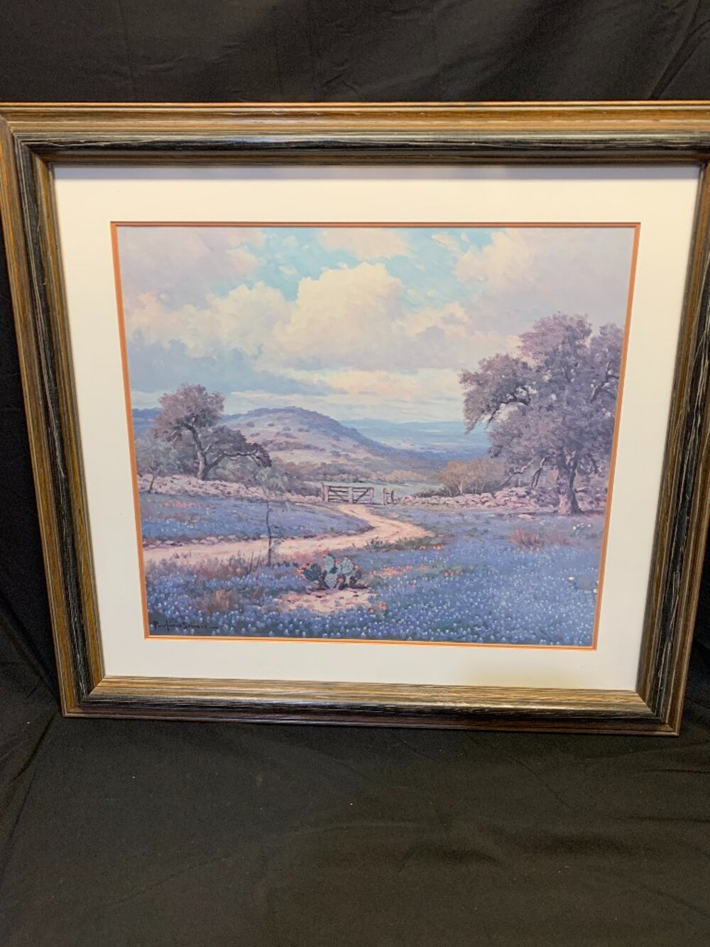 Framed/Matted Porfurio Salinas Hill Country Bluebonnets Print Signed (1910-1973)
